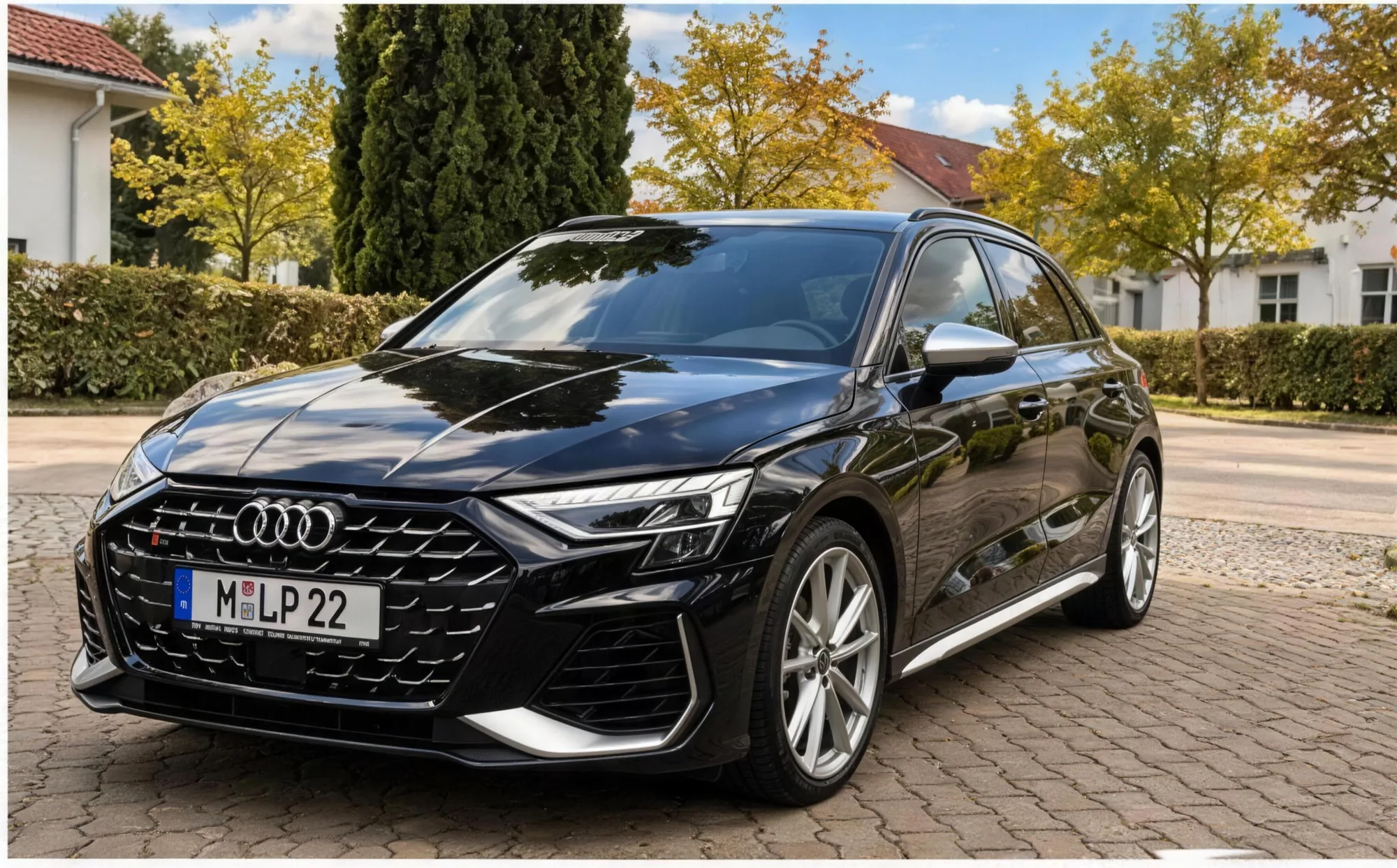 Vorschau: Schwarzer Audi S3 Sportback, Frontansicht